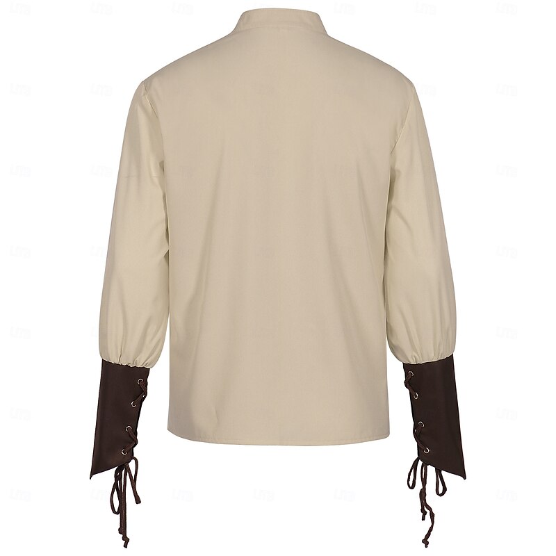 Medieval Renaissance 17th Century Cosplay Costume Shirt Drawstring Fancy Dress Men's Pirate Fantasy Halloween Masquerade Casual Daily Renaissance Fair Adults' Shirt Spring & Summer3