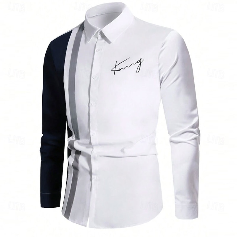 Men's Color Block Western Shirt Button Up Shirt Cowboy Shirt Long Sleeve Casual Outdoor Vacation Daily Fall Winter Spring & Summer Turndown Collared Shirts Button Up 3D Print White2