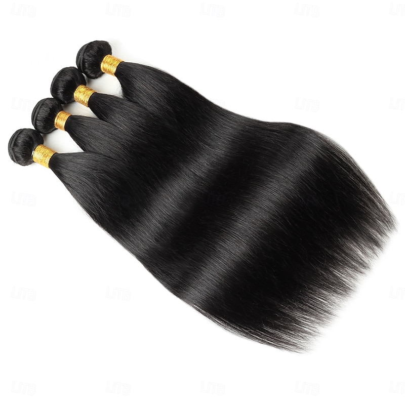 Brazilian Hair Human Hair Straight  Hair 4 Bundle Combination Hair Curtain Hair Bundle3