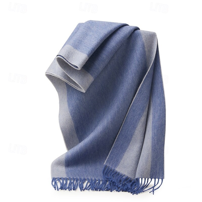 Men's 100% Wool Rectangle Scarf School Christmas Outdoor Red Navy Blue Scarf4
