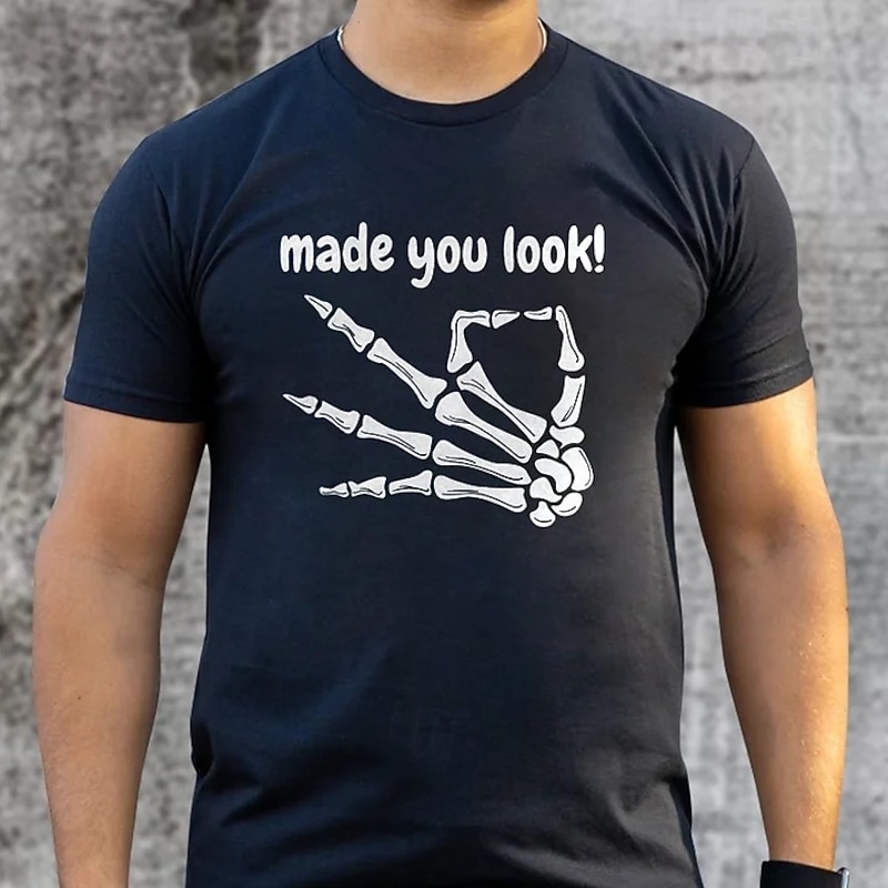 Men's Funny Letter Print T Shirt Tee Top 100% Cotton Short Sleeve Graphic Shirt Black Dark Blue Comfortable Tee Vacation Street Fashion Designer Clothing2