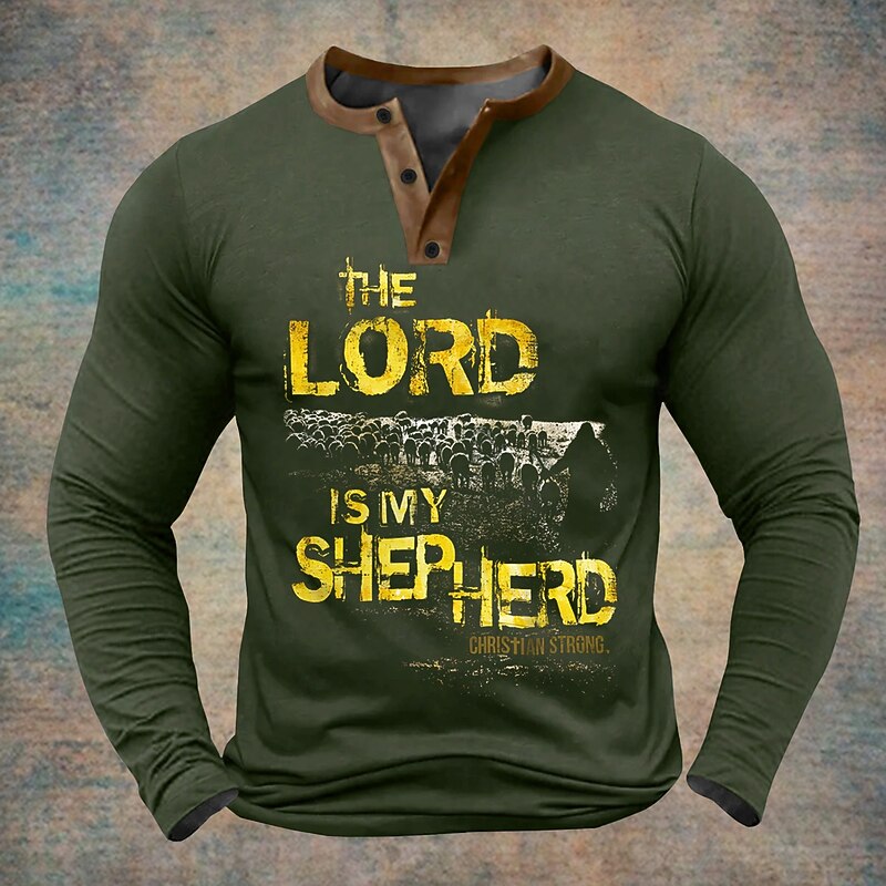 Men's Letter Print chillin with my snowmies Henley Shirt Long Sleeve Shirt Long Sleeve 3D Printing Sports Daily Casual Street Casual Daily Winter Spring &  Fall Black Army Green Dark Blue Coffee4