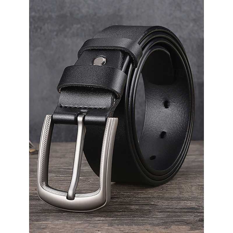 Men's Classic Leather Belt – Durable Brown and Black Belt with Metal Buckle for Casual and Formal Wear4