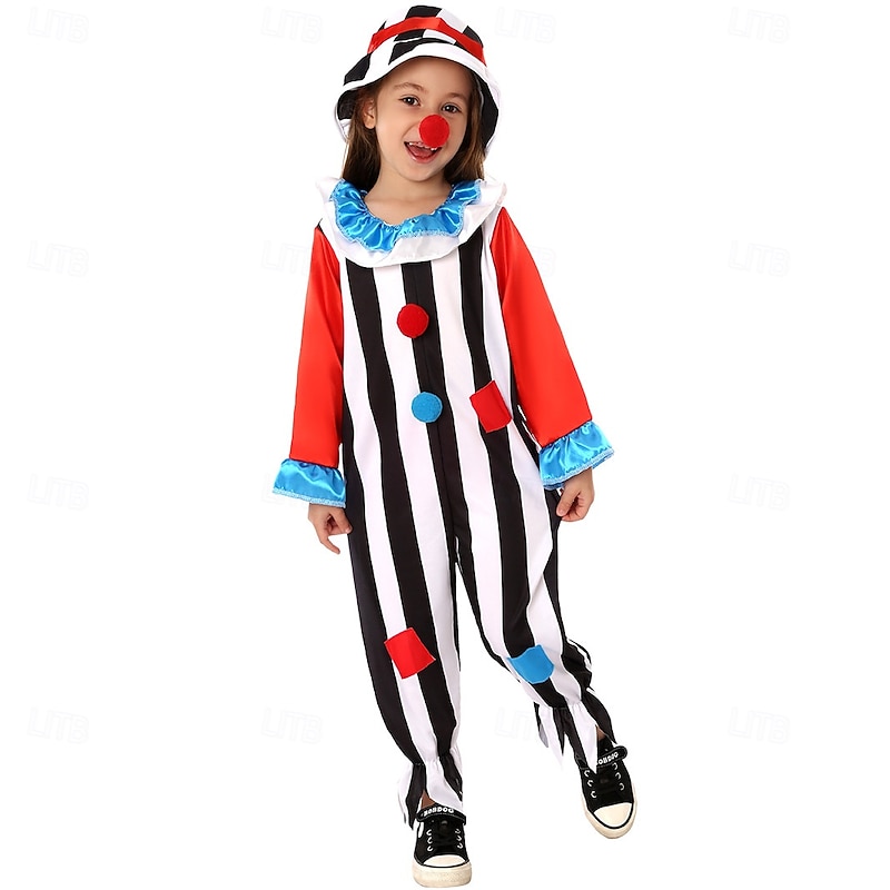 Joker Clown Halloween Outfits Costume Jumpsuit Circus Carnival Costume Cosplay Costume Kid's Boys' Girls' Halloween Carnival Mardi Gras Performance Party Easy Halloween Costumes Dress Up
