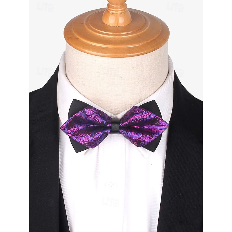 Men's Floral Pattern Bow Tie – Elegant Jacquard Woven Bow Ties in Red, Gold, Blue, and Black, Perfect for Formal Events and Weddings2