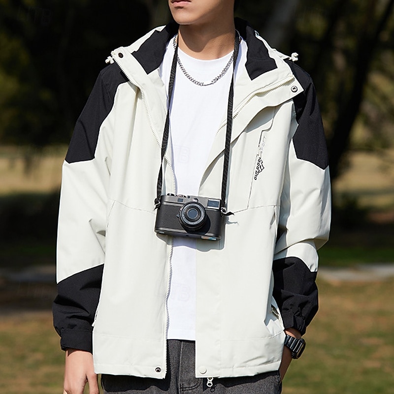 Men's Softshell Jacket Hiking Jacket Outdoor Windproof Water Resistant Lightweight Jacket Windbreaker Jacket Traveling Dark Grey Black Ivory Yellow Red