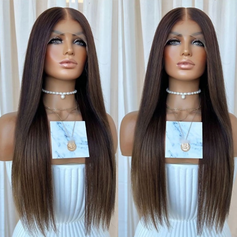 Remy Human Hair 5x5 Closure 13x4 Lace Front Wig Layered Haircut Brazilian Hair Straight Multi-color Wig 130% 150% Density Ombre Hair Highlighted / Balayage Hair 100% Virgin Glueless Pre-Plucked For4