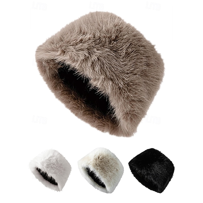 Women's Faux Fur Winter Hat – Elegant Russian-Style Fluffy Cap for Cold Weather4