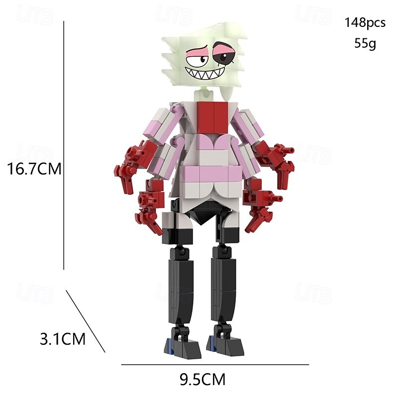 6 Pack Hazbin Hotel Building Blocks Toys Imaginative Construction Playset Blocks Action FigureBirthday Building Blocks for Adults Kids Fans3