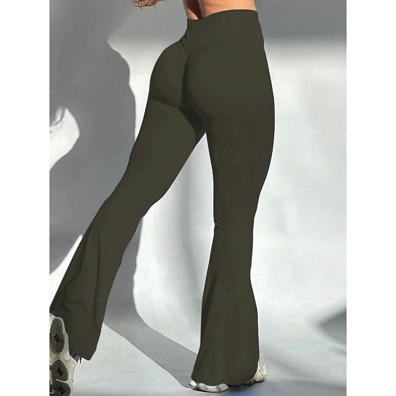 Women's Yoga Pants Yoga Leggings Ruched Butt Lifting Butt Lift Tummy Control High Waist Pilates Gym Workout Workout Tights Solid Color Black Army Green Grey Fall Winter Sports Activewear Stretchy Slim