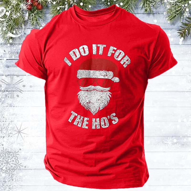 Christmas Men's Santa Claus funny christmas T Shirt 100% Cotton Short Sleeve Graphic Shirt Black Wine Red Comfortable Tee Vacation Street Fashion Designer Clothing3