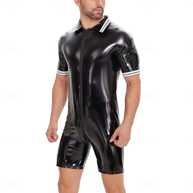 Zentai Suits Bodysuit Onesie Costume Carnival Costume Men's Shiny Metallic Spandex Costume for Performance Club Pole Dance Halloween Carnival Adults'2