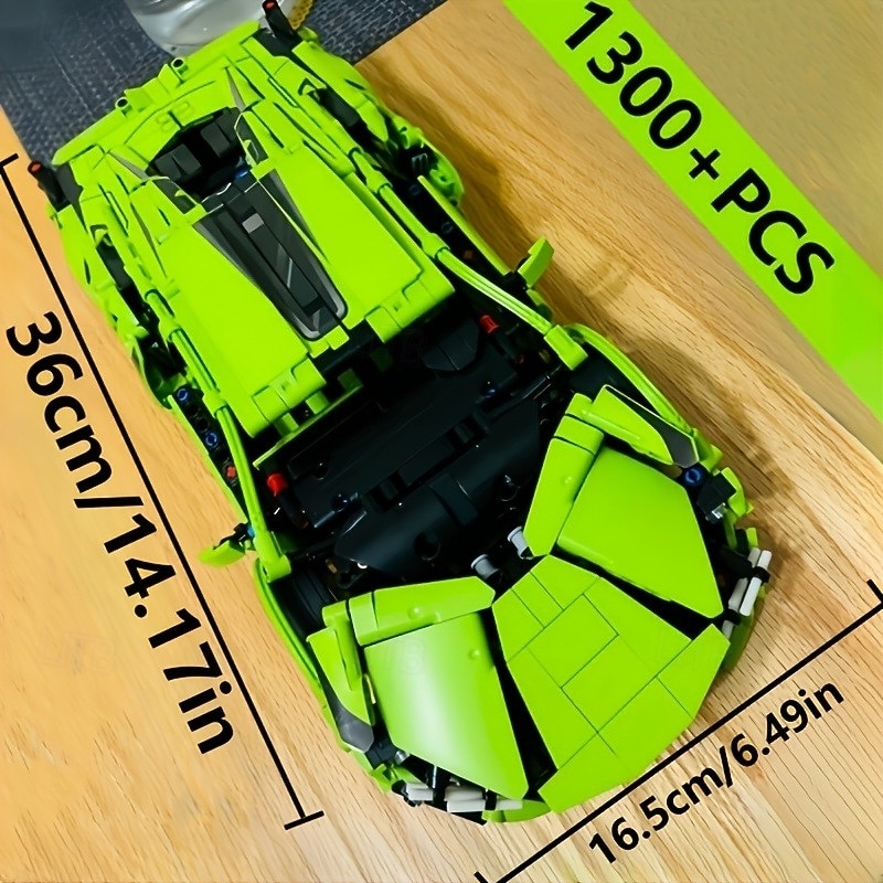 1300pcs Limited Edition Green Supercar Building Set - Premium ABS Collectible Car Model Kit Perfect for Display & Gifting on Halloween and Christmas2