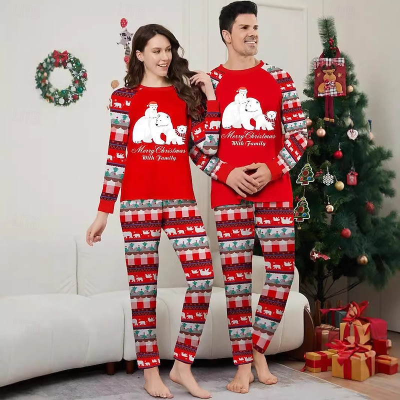 Santa Claus Family Christmas Pajamas Nightwear Men's Women's Boys' Girls' Family Matching Outfits Sweet Graphic Pattern Adults Kid's Christmas New Year Christmas Eve Christmas Vacation Home Wear Top2
