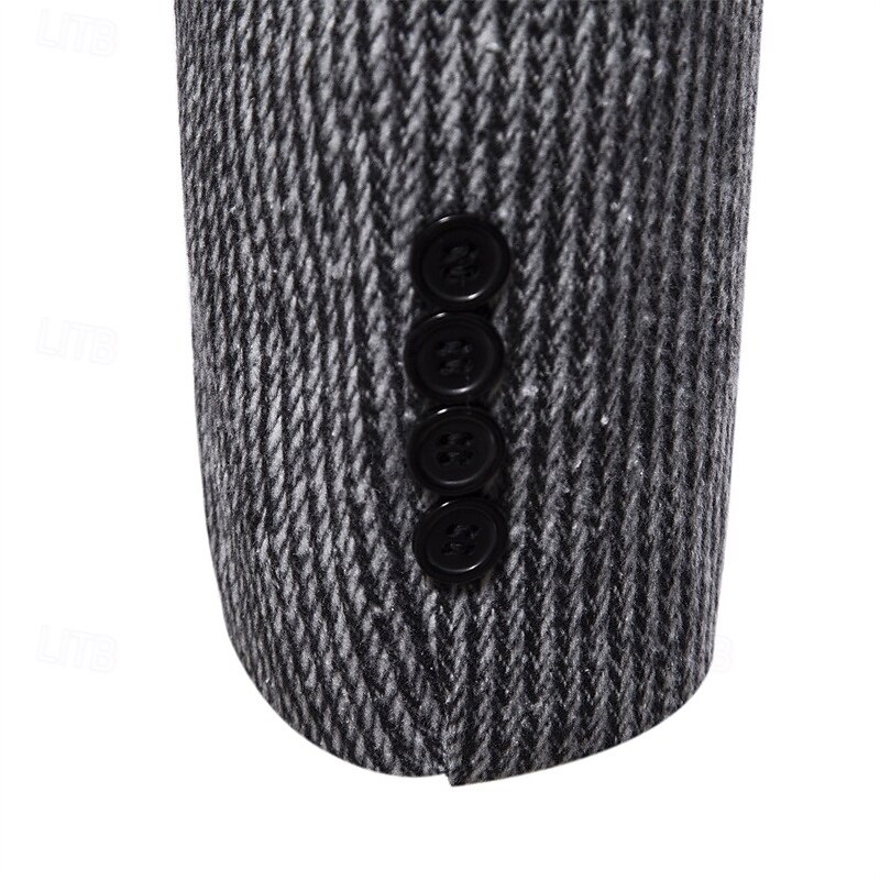 Men's Blazer Business Cocktail Party Wedding Party Fashion Casual Spring &  Fall Polyester Solid Color Pocket Buttons Comfortable Single Breasted Blazer Dark Gray khaki Light Grey4