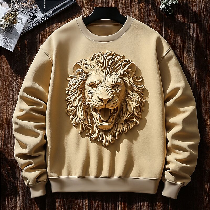 Men's Animal Lion Sweatshirt Sweatshirt Long Sleeve Sweatshirt Crew Neck Fashion Cool Daily 3D Printing Vacation Going out Streetwear Crewneck 3D Print Winter Spring &  Fall