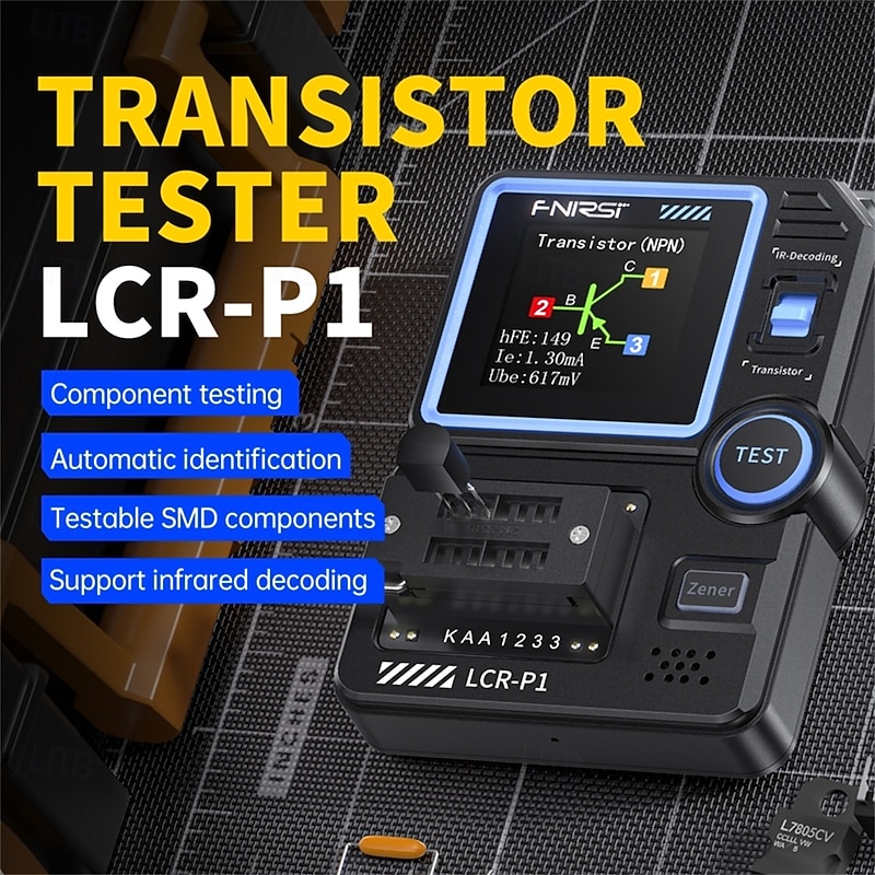 Transistor Tester Mosfet Transistor Capacitor Tester Electronic Component Tester Diode Triode Zener Diode Resistance Inductance Battery Test LCR Meter MOS PNP NPN ESR Meter