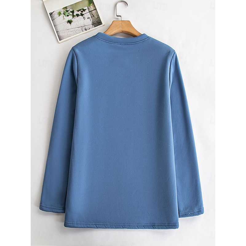 Women's Sweatshirt Pullover Fleece Lined Warm Pajamas Sherpa Graphic Street Casual Warm Fuzzy Sherpa Fleece Round Neck Long Sleeve Top Micro-elastic Fall & Winter Comfrt Breathable Soft Fabric2