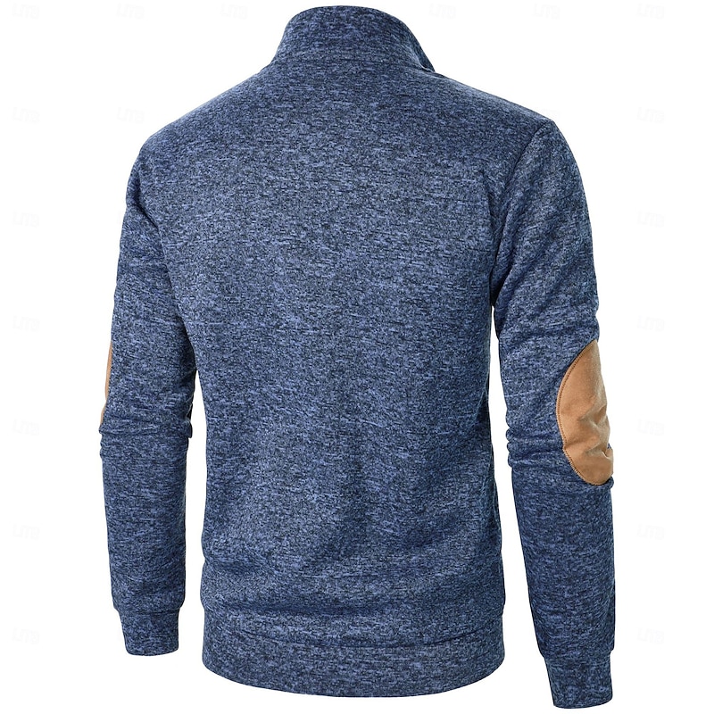 Men's Sweatshirt Pullover Black Burgundy Navy Blue Royal Blue Green Standing Collar Color Block Patchwork Sports & Outdoor Casual Daily Streetwear Casual Athletic Winter Spring &  Fall Clothing4