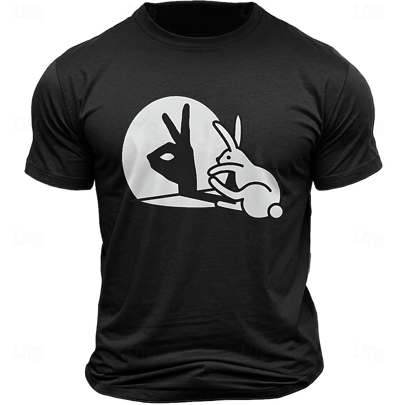 Men's Rabbit Funny Gesture T Shirt 100% Cotton Short Sleeve Graphic Shirt Black Deep Blue Army Green Comfortable Tee Vacation Street Fashion Designer Clothing3