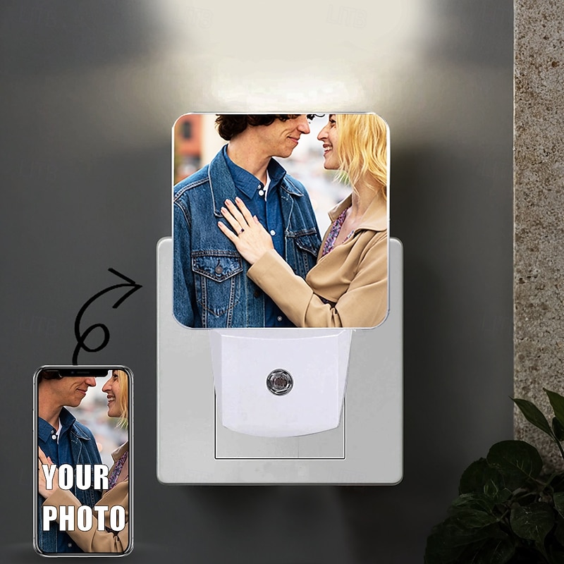 Personalized Plug-in Night Lights with Sensor Valentines Personalized Your Own Photo Auto Dusk-to-Dawn Sensor Night Lamp for Valentine's Day Bedroom Bathroom Hallway2