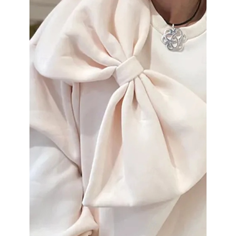 Women's Sweatshirt Crew Neck Long Sleeve White Red Spring &  Fall2