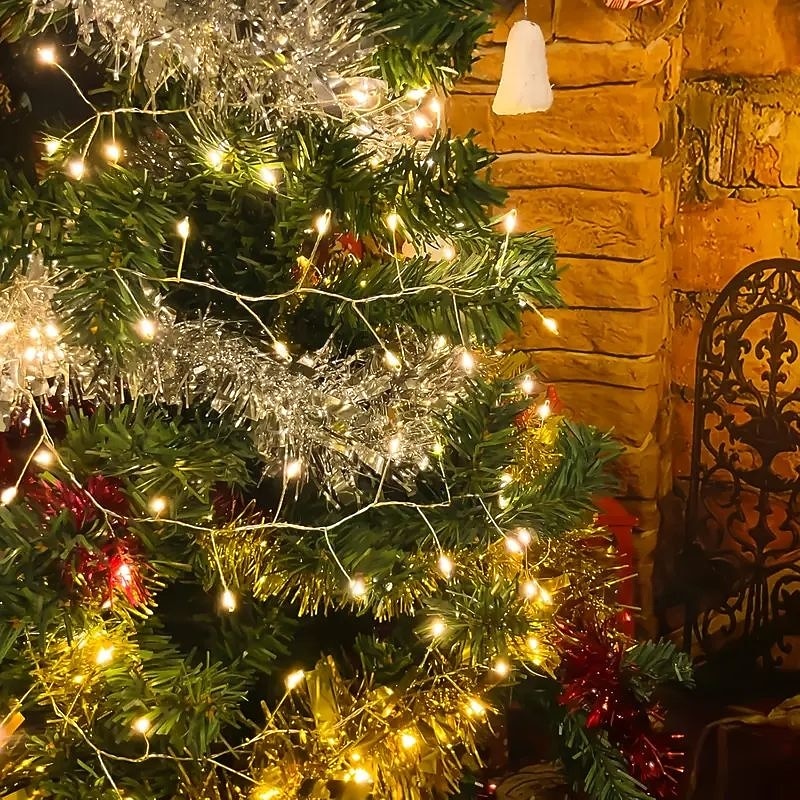 Solar Powered Christmas Firecracker String Lights 6m 200LEDs Outdoor Garden Lawn Decor Energy Efficient Copper Wire with Solar Battery Perfect for Yard Window Fence and Tree Lighting4