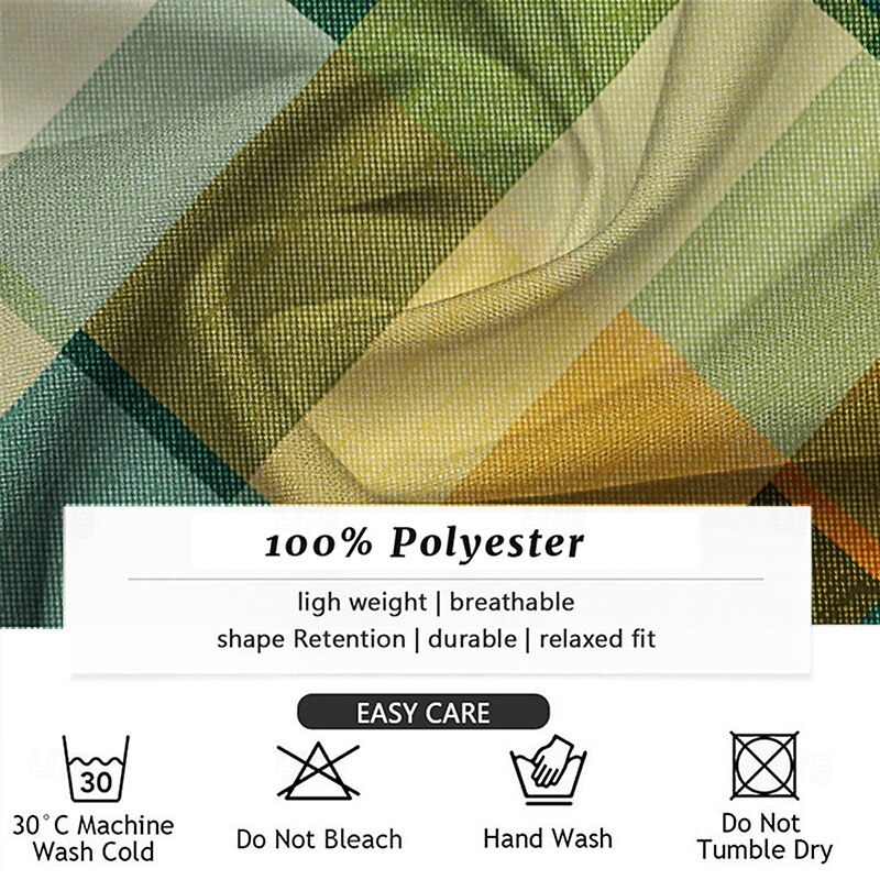 Men's Plaid Bowling Shirt Button Up Shirt Short Sleeve Hawaiian Casual Outdoor Casual Athleisure Summer Spring Turndown Pocket Green3