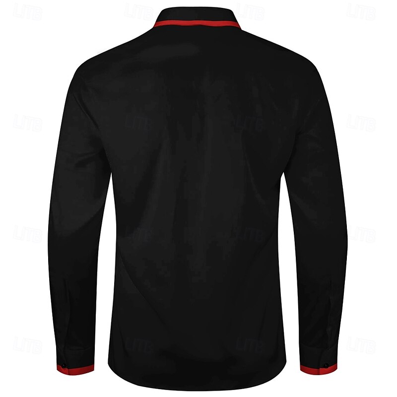 Men's Crack Button Up Shirt Long Sleeve Fashion Casual Dark Party Evening Wear Street Daily Fall Winter Spring & Summer Shirt Collar Button Up 3D Print Black2