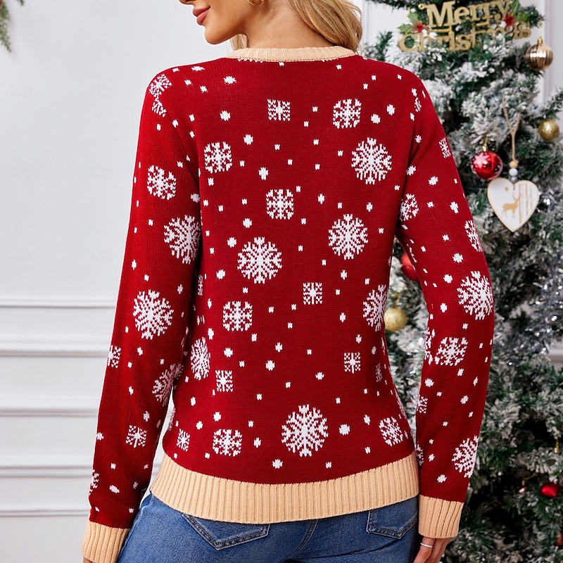 Snowman Santa Claus Ugly Christmas Sweater Pullover Jumper Women's Christmas Novelty Funny Knitted Light Up Pattern Adults Christmas New Year Christmas Eve Christmas Party Top3