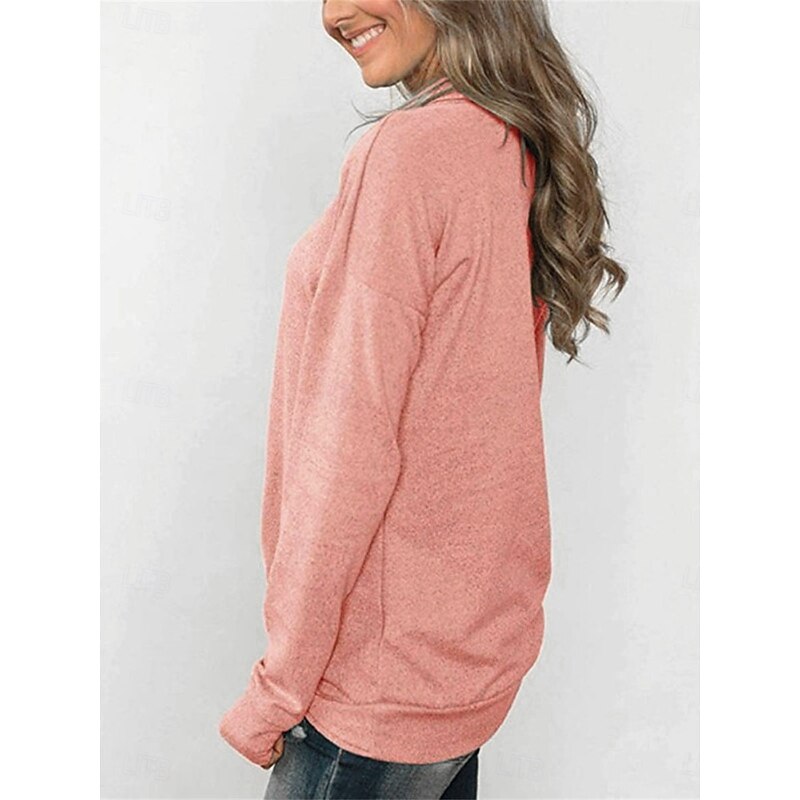 Women's Sweatshirt Casual Plain Street Dailywear Cowl Neck Long Sleeve Pink Gray Fall Winter