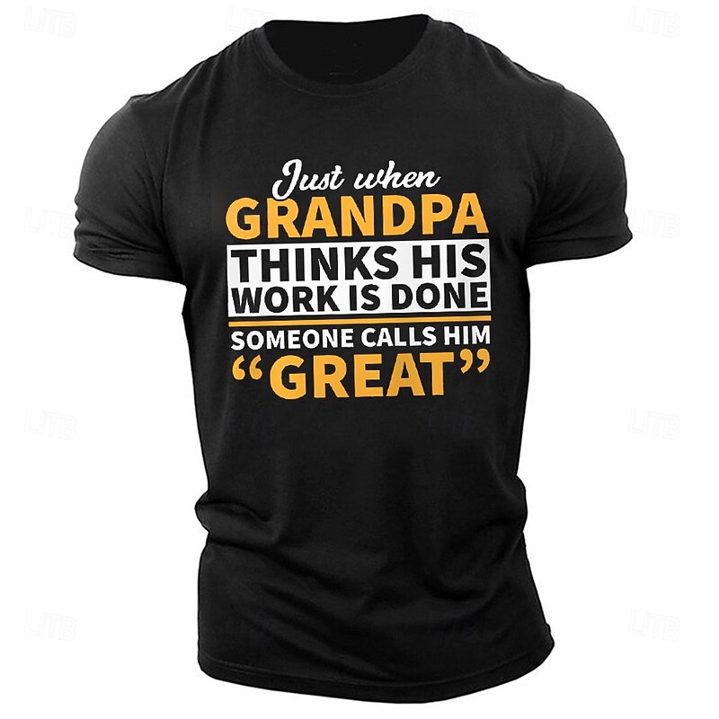 Men's Funny Letter Print Grandpa T Shirt Tee Top 100% Cotton Short Sleeve Graphic Shirt Black Army Green Dark Blue Comfortable Tee Street Sports Outdoor Fashion Designer Clothing3