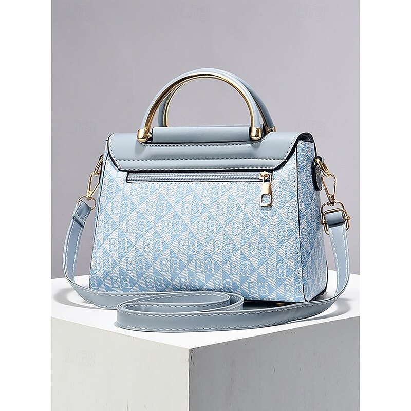 Elegant Women's Beige Crossbody Handbag – Luxury Monogram Design with Heart Pendant & Top Handle4