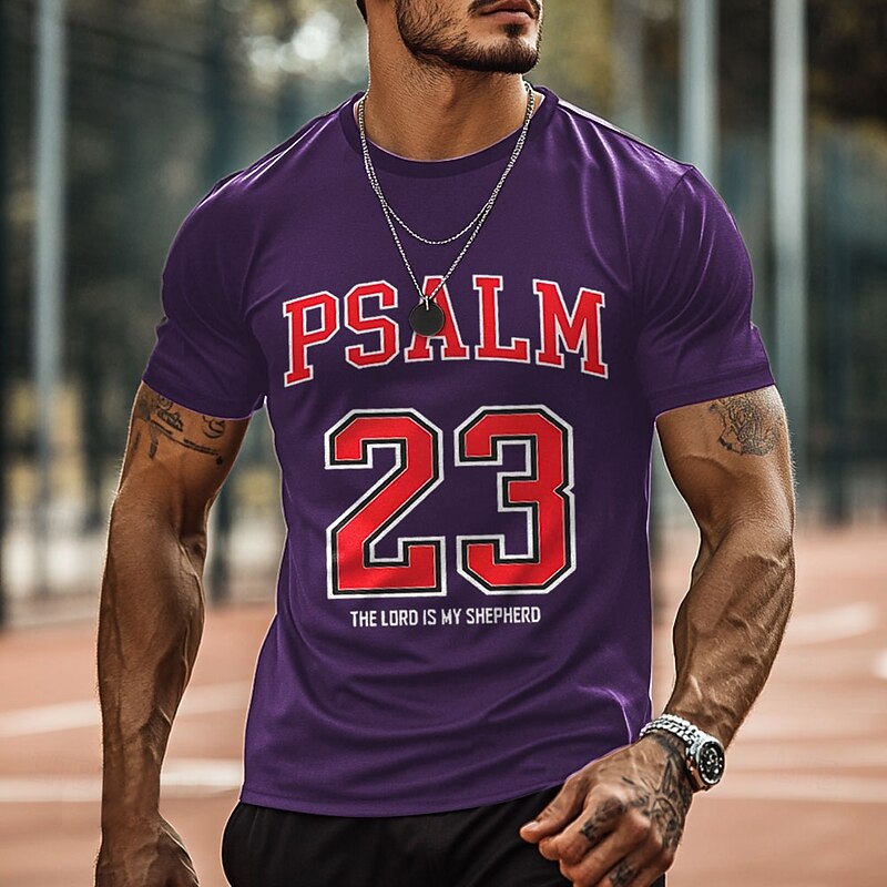 Men's Faith T Shirt Short Sleeve T shirt 3D Print Crew Neck Shirt Fashion Athleisure Street Sports Outdoor Daily Black Blue Purple Summer Spring Clothing Apparel S M L XL XXL XXXL4