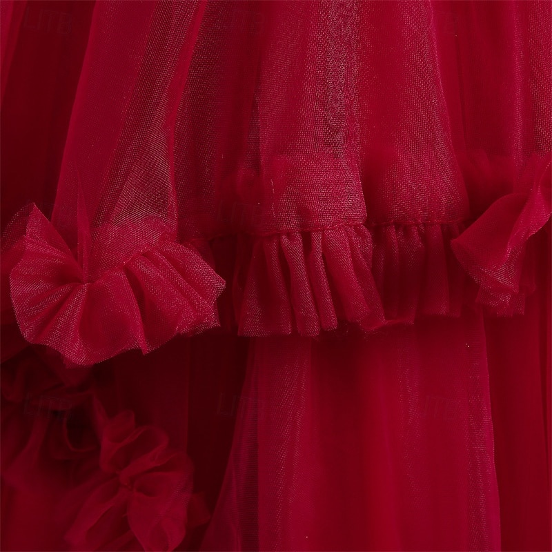 Kids Girls' Party Dress Solid Color Sleeveless Performance Christmas Birthday Tie Knot Beautiful Sweet Polyester Maxi Party Dress Swing Dress A Line Dress Summer 4-12 Years Pink Wine Royal Blue3