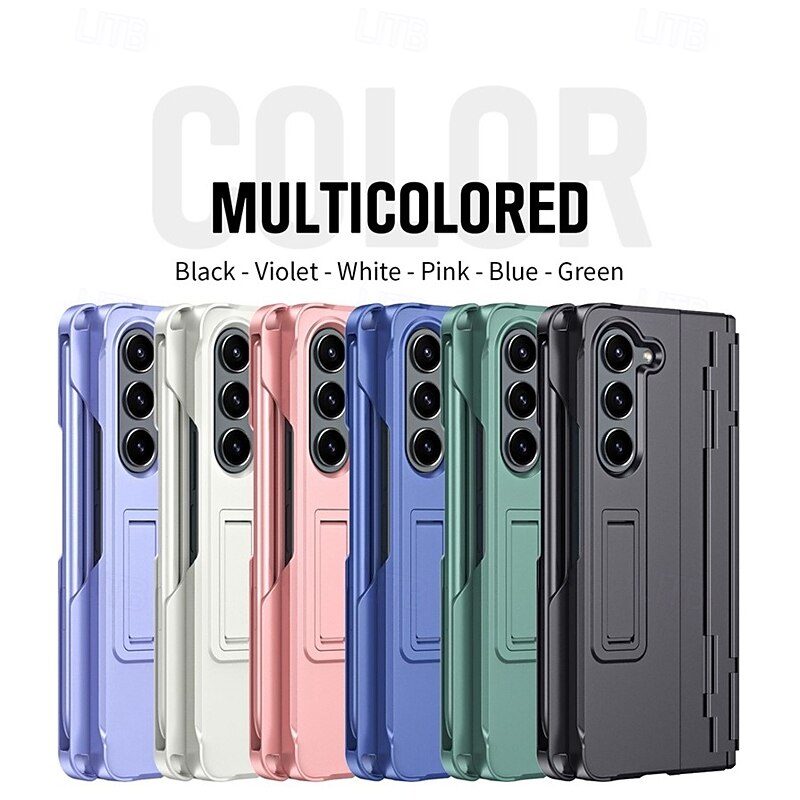 Phone Case For Z Fold 6 Z Fold 5 Z Fold 4 Z Fold 3 Back Cover with Stand Holder Shockproof Retro TPU PC