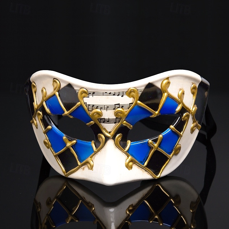 Harlequin Halloween Venetian Mask Arlecchino Carnival Mask Half Face Adults' Men's Halloween Carnival Mardi Gras Party Masquerade Carnival of Venice Easy Halloween Costumes Dress Up2