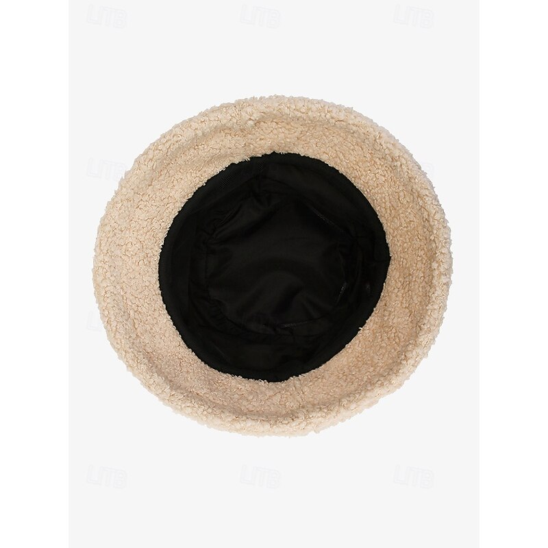Women's Beige Sherpa Bucket Hat – Cozy Fleece Winter Hat for Casual Wear and Outdoor Activities4