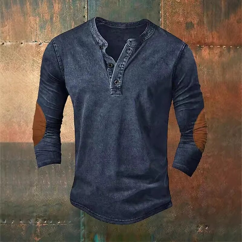 Men's Sweatshirt Black Navy Blue Green Gray Henley Graphic Print Patchwork Daily Holiday Going out Polyester Streetwear Casual Fall Winter Clothing Apparel Hoodies Sweatshirts  Long Sleeve4