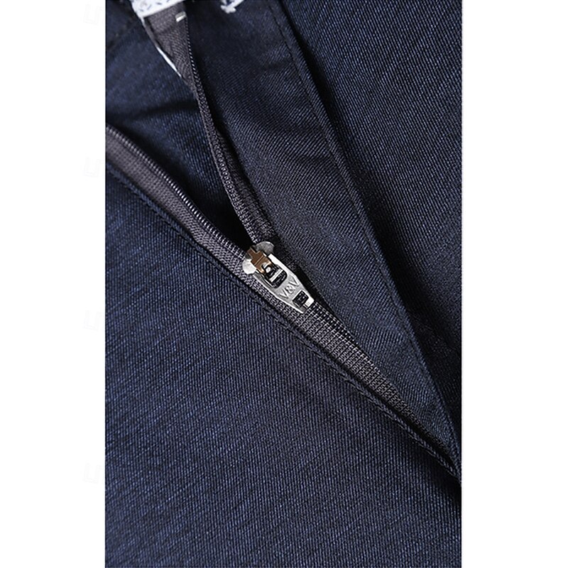 Men's Dress Pants Trousers Suit Pants Pocket Plain Comfort Breathable Outdoor Daily Going out Fashion Casual Black Dark Blue2