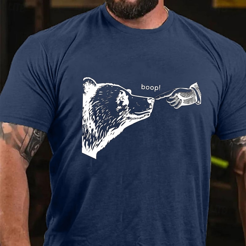 Men's Funny Bear Boop Graphic Short Sleeve T-Shirt for Animal Lovers3