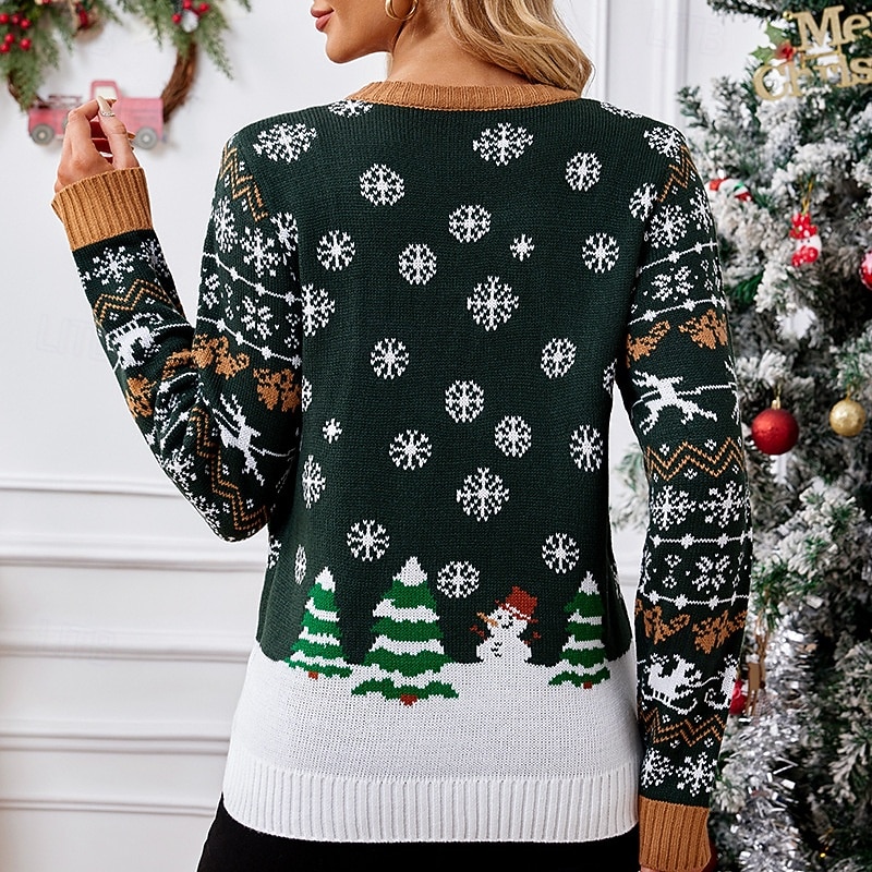Christmas Trees Ugly Christmas Sweater Pullover Jumper Women's Christmas Novelty Funny Knitted Light Up Pattern Adults Christmas New Year Christmas Eve Christmas Party Top2
