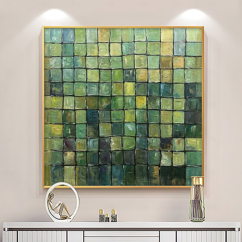 Handmade Original Green Color Block Oil Painting On Canvas Wall Abstract Art Painting for Home Decor With Stretched Frame/Without Inner Frame Painting3
