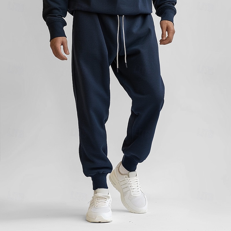 Men's 100% Cotton Athletic Pants Active Pants Active Joggers Solid Color Full Length Outdoor Home Sports Outdoor Sports Fashion Gray Green Black Micro-elastic3