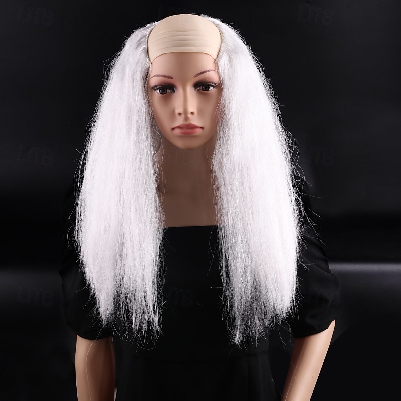 Synthetic Wig Straight With Bangs Machine Made Wig Long White Synthetic Hair Men's White