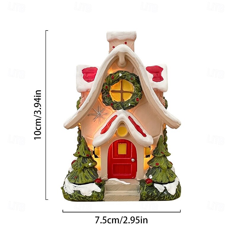 Christmas Cottage Incense Burner Resin Night Light for Christmas Holiday Home Decor, Festive Indoor Christmas Cottage Decoration3