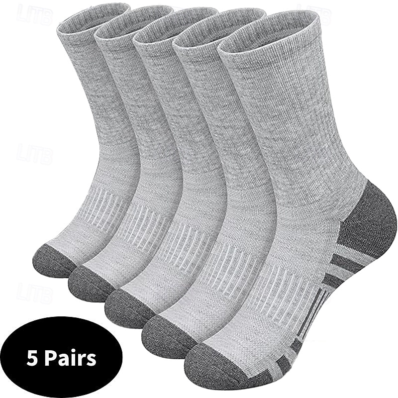 Men's 5 Pairs Multi Packs Socks Crew Socks Running Socks Casual Socks Black White Color Color Block Solid / Plain Color Sports & Outdoor Daily Vacation Basic Medium Spring Fall Fashion Casual2