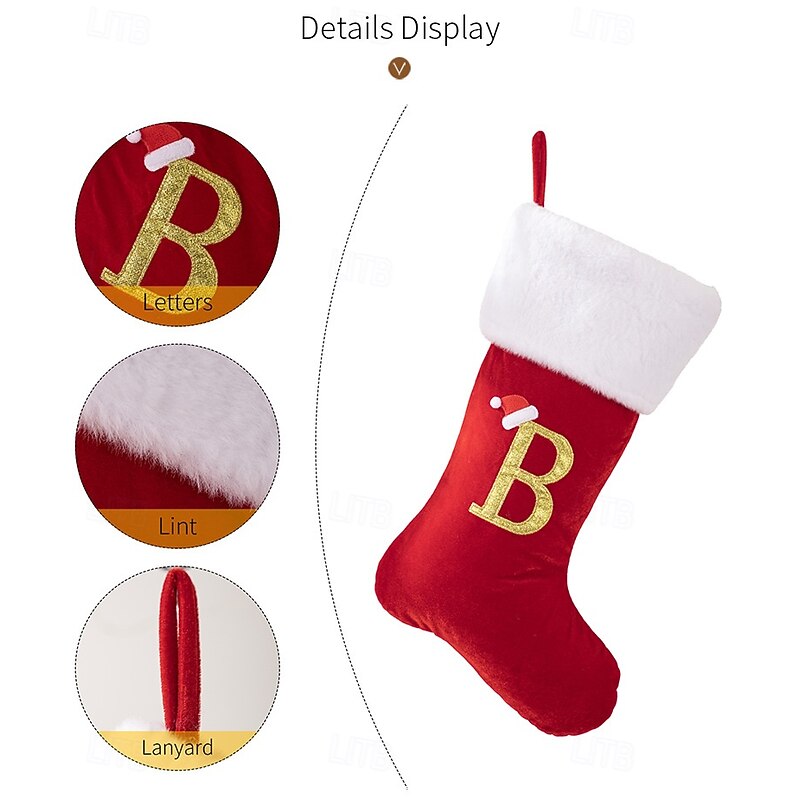 Personalized Letter Christmas Stocking, Red High-End Gold Velvet Letter Sock, DIY Name Christmas Sock, Mom's Gift Sock for Xmas4