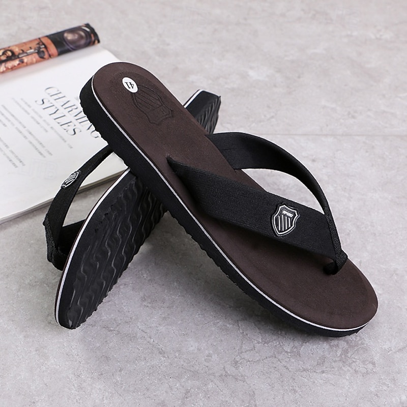 Men's Black Flip-Flop Sandals with Cushioned Sole  - Comfortable Casual Beach and Summer Footwear3