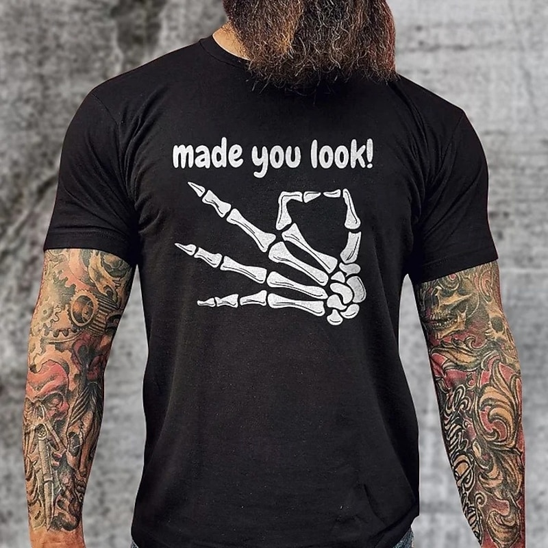 Men's Funny Letter Print T Shirt Tee Top 100% Cotton Short Sleeve Graphic Shirt Black Dark Blue Comfortable Tee Vacation Street Fashion Designer Clothing